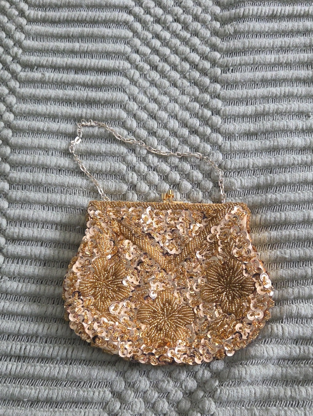 Gold Sequin Evening Clutch Handbag